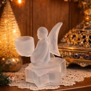 Vintage Milk Glass Angel Candle Holder